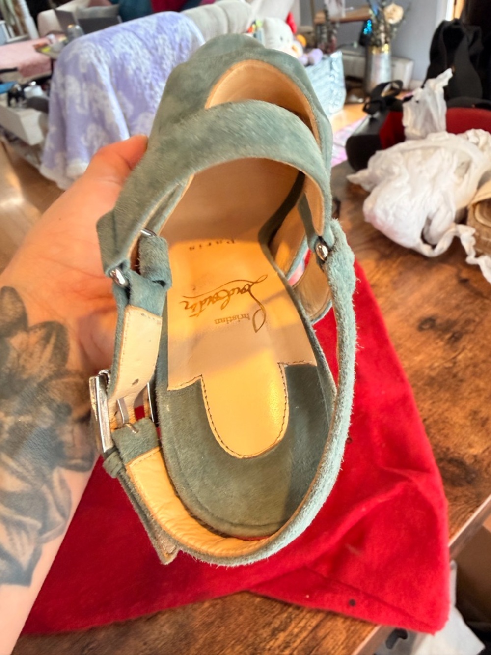 Christian Louboutin Tamilia 140 Suede pale blue platform heels - Picture 13 of 14